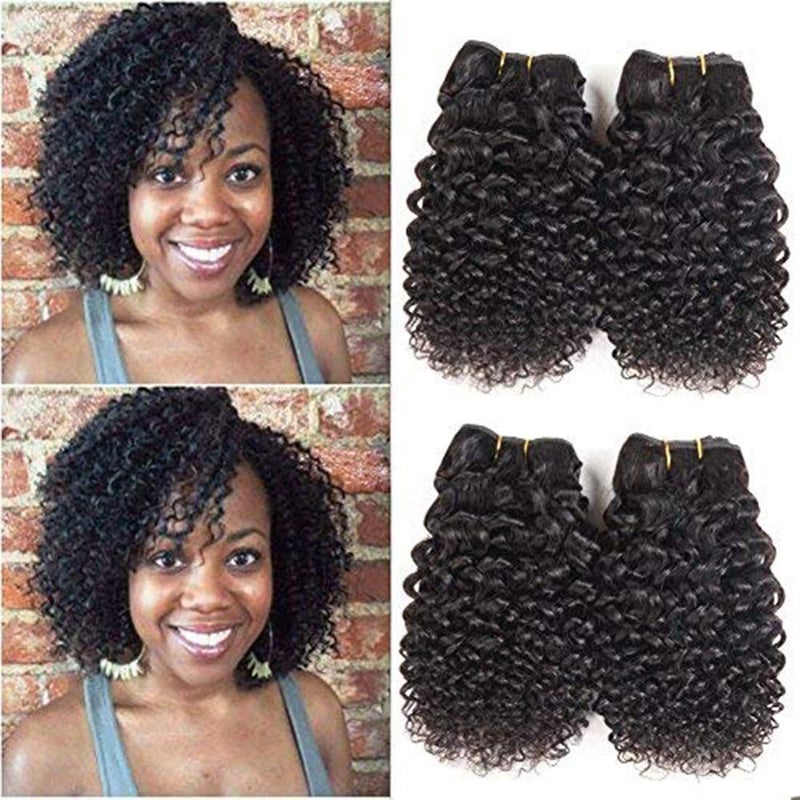 Luxnovolex Brazilian Curly Bundles Human Hair Kinky Curly 4 Bundle Short Virgin Human Hair Deals 50g/Bundle Unprocessed Remy Jerry Curly Brazilian Hair Bunldes Human Hair Weave - Image 1